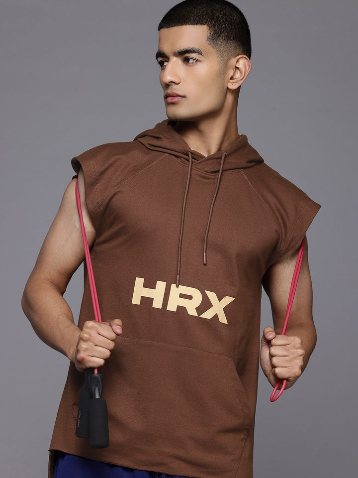 HRX by Hrithik Roshan Brand Logo Print Hooded Training Sweatshirt