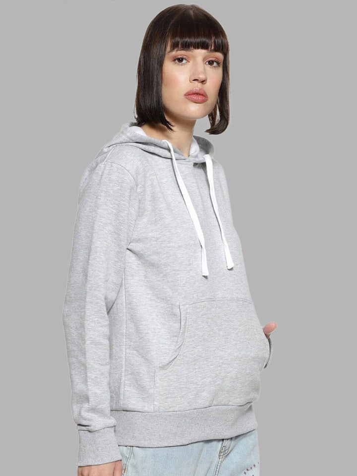 Campus Sutra Women Grey Hooded Sweatshirt