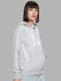 Campus Sutra Women Grey Hooded Sweatshirt