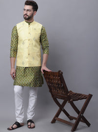 SOJANYA Kurta Biasa Sulam dengan Jaket Churidar & Nehru