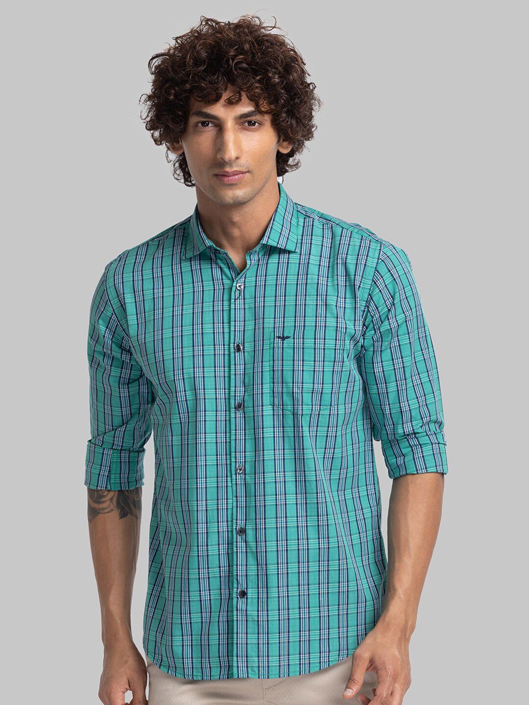 Park Avenue Checks Slim Fit Organic Cotton Casual Shirt