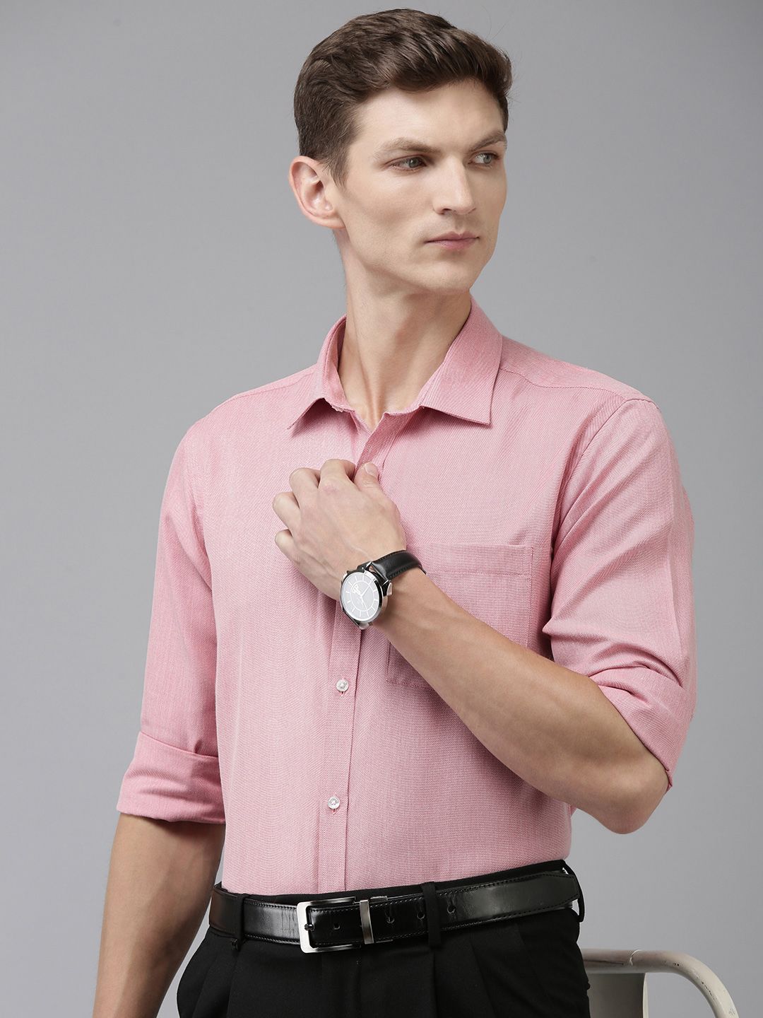 Park Avenue Self Design Textured Slim Fit Opaque Formal Shirt