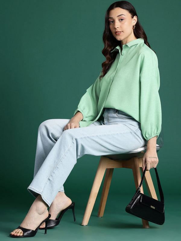 DressBerry Pure Cotton Drop-Shoulder Sleeve Shirt