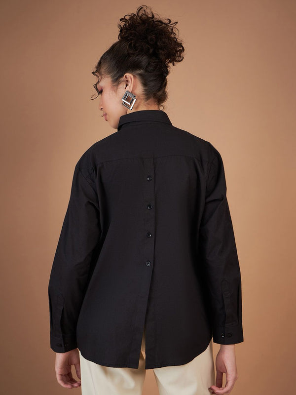 SASSAFRAS Spread Collar Opaque Back Placket Detail Casual Pure Cotton Shirt