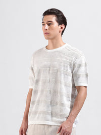 The Indian Garage Co Men Flat Knit Oversized Fit Striped T-Shirt