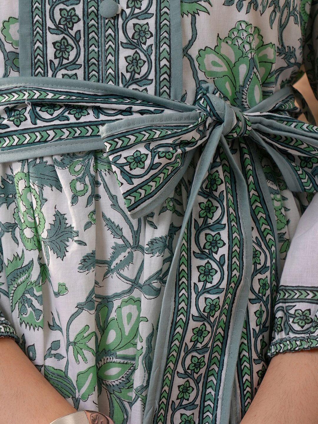 Vishudh Ethnic Motifs Printed Puff Sleeves Fit & Flare Dress