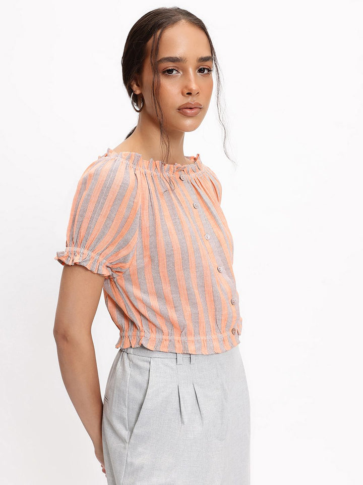 DressBerry Y2K Stripe Revival Blouson Top