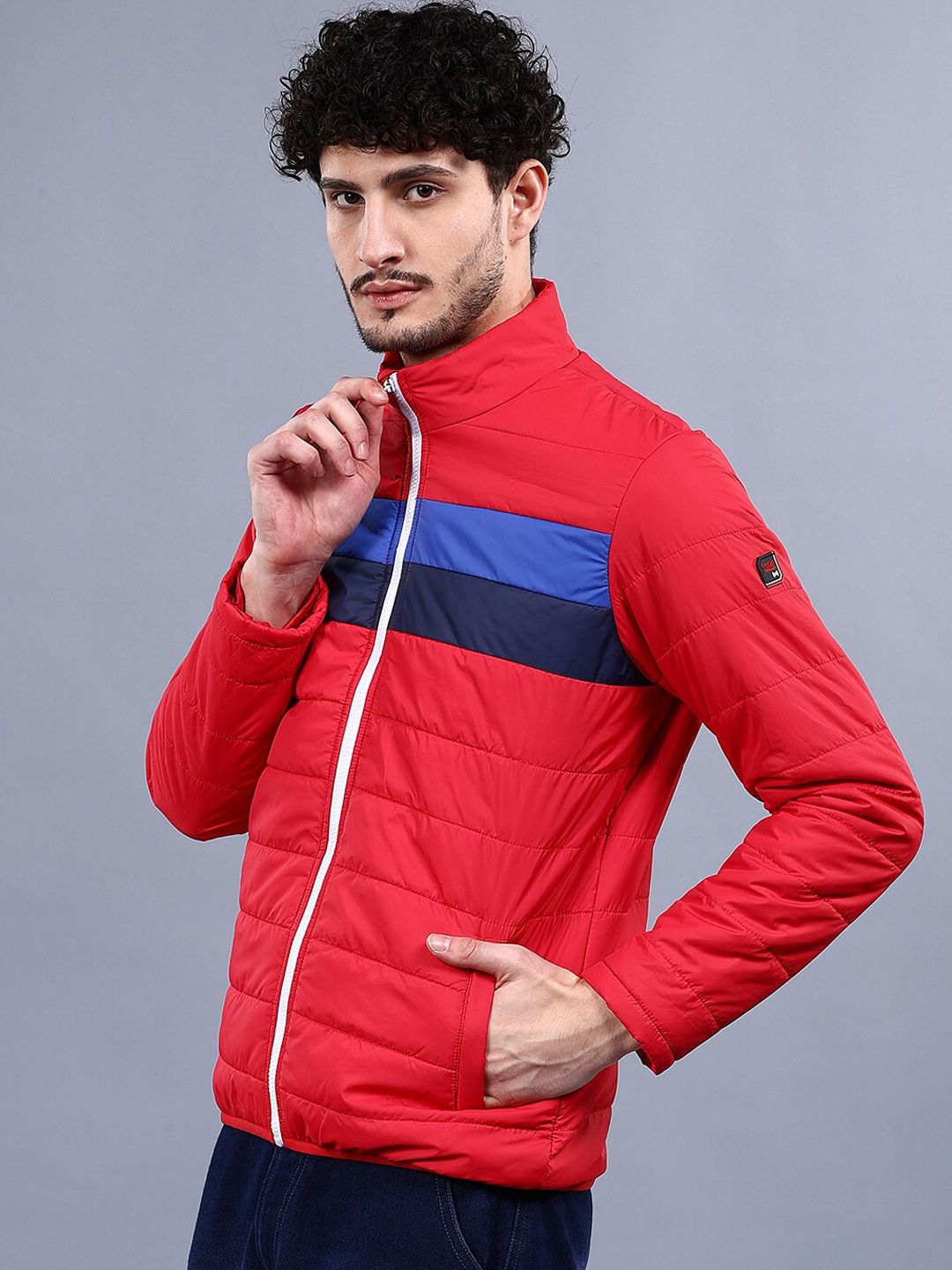 The Indian Garage Co Men Colourblock Regular Fit Puffer Jacket