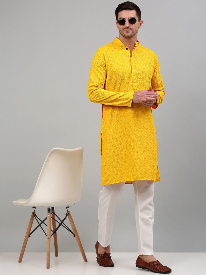 Jompers Chikankari Embroidered Sequinned Kurta