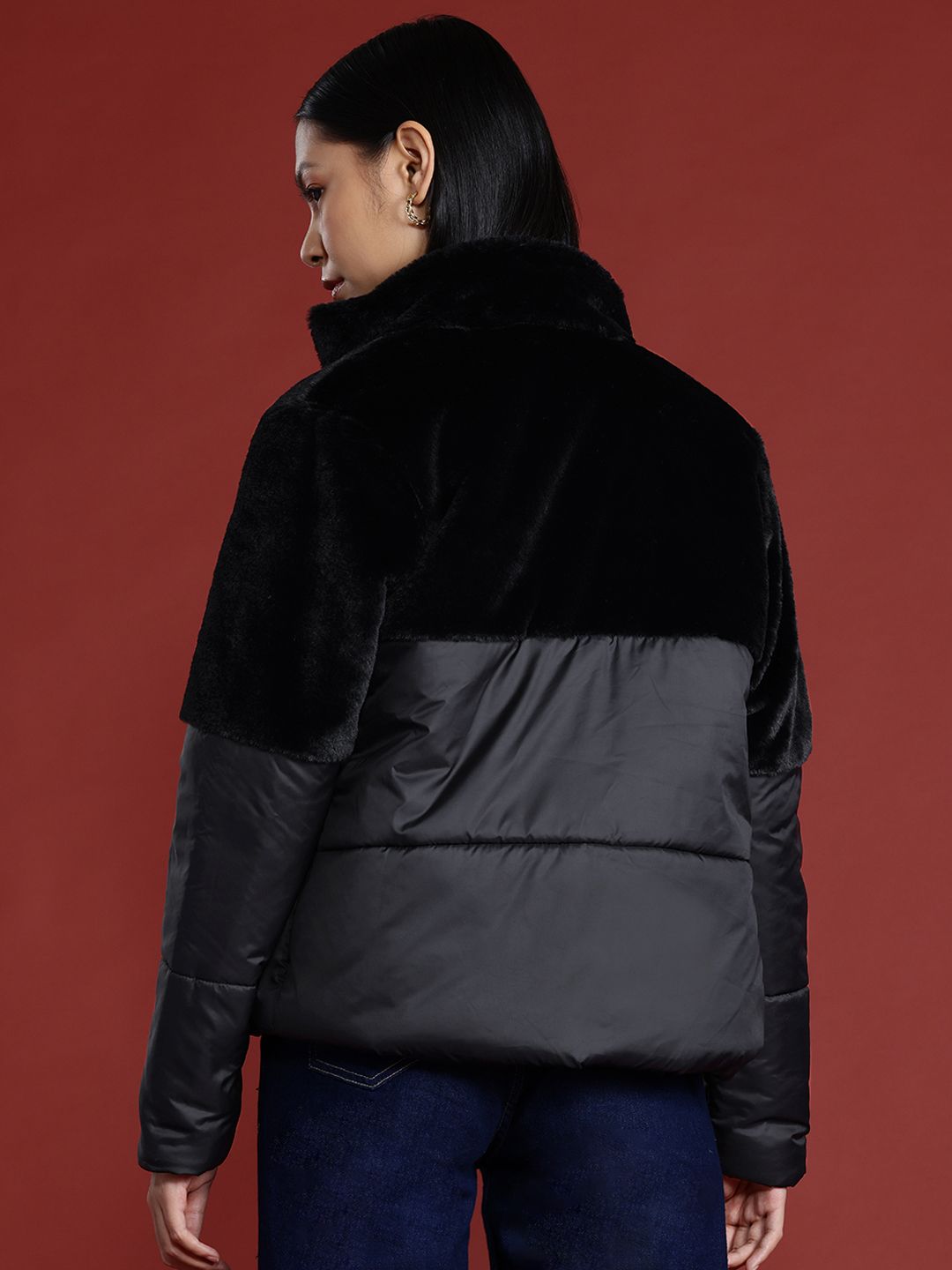all about you Faux-Fur Detail Padded Jacket
