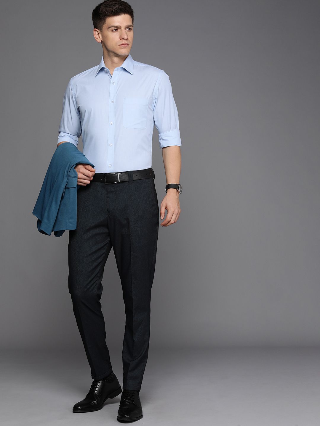 Raymond Self Design Slim Fit Pure Cotton Formal Shirt
