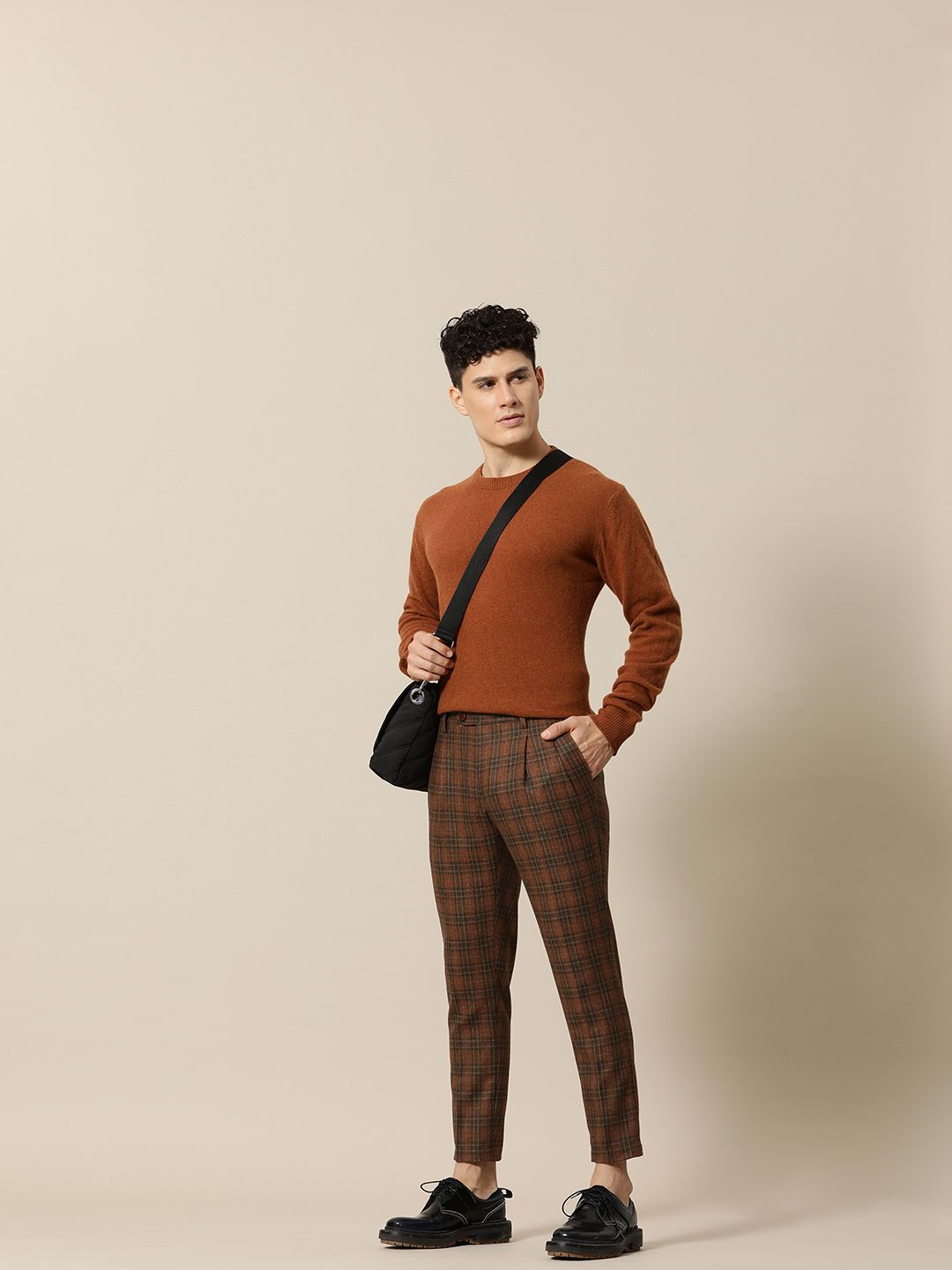 Mr Bowerbird Men Checked Tailored Pleated Trousers