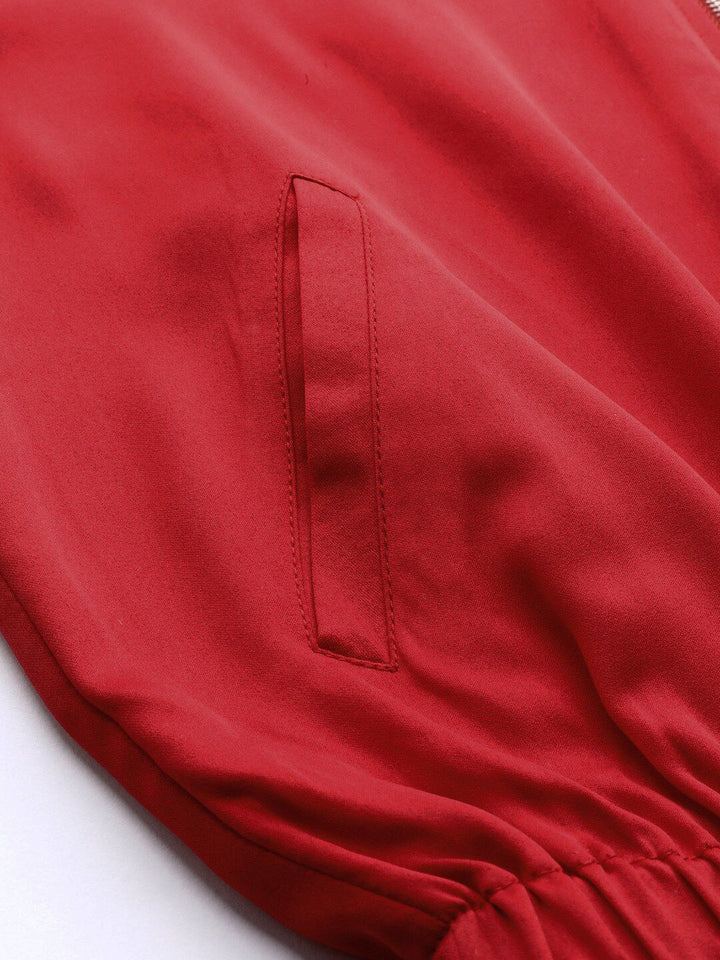 STREET 9 Women Red Solid Lightweight Bomber Jacket
