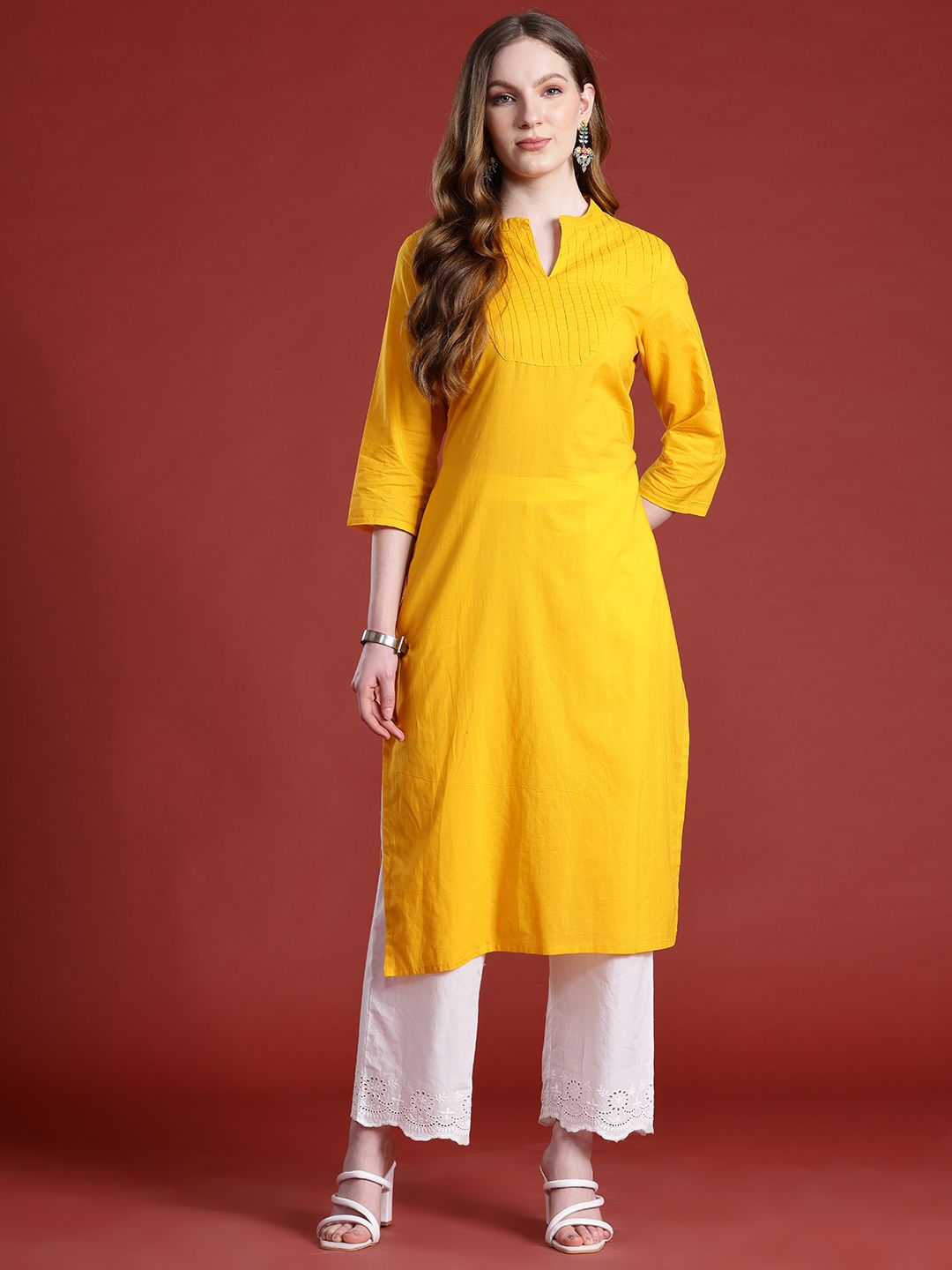 Anouk Cotton Pleated Straight Kurta