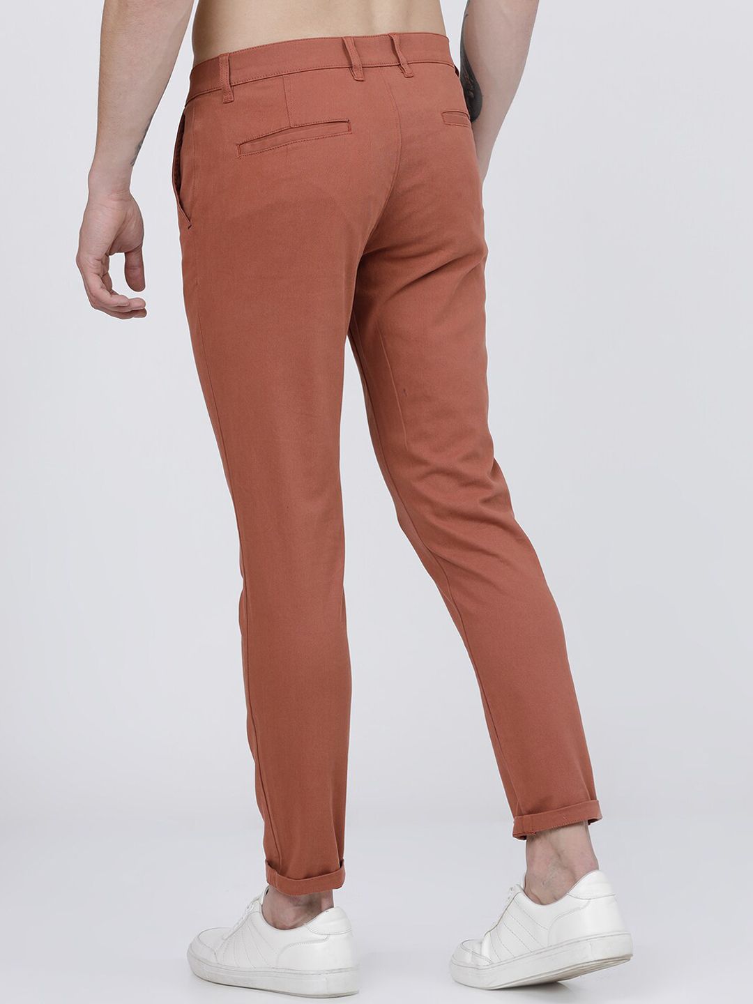 The Indian Garage Co Men Rust Slim Fit Regular Trousers Regular Trousers