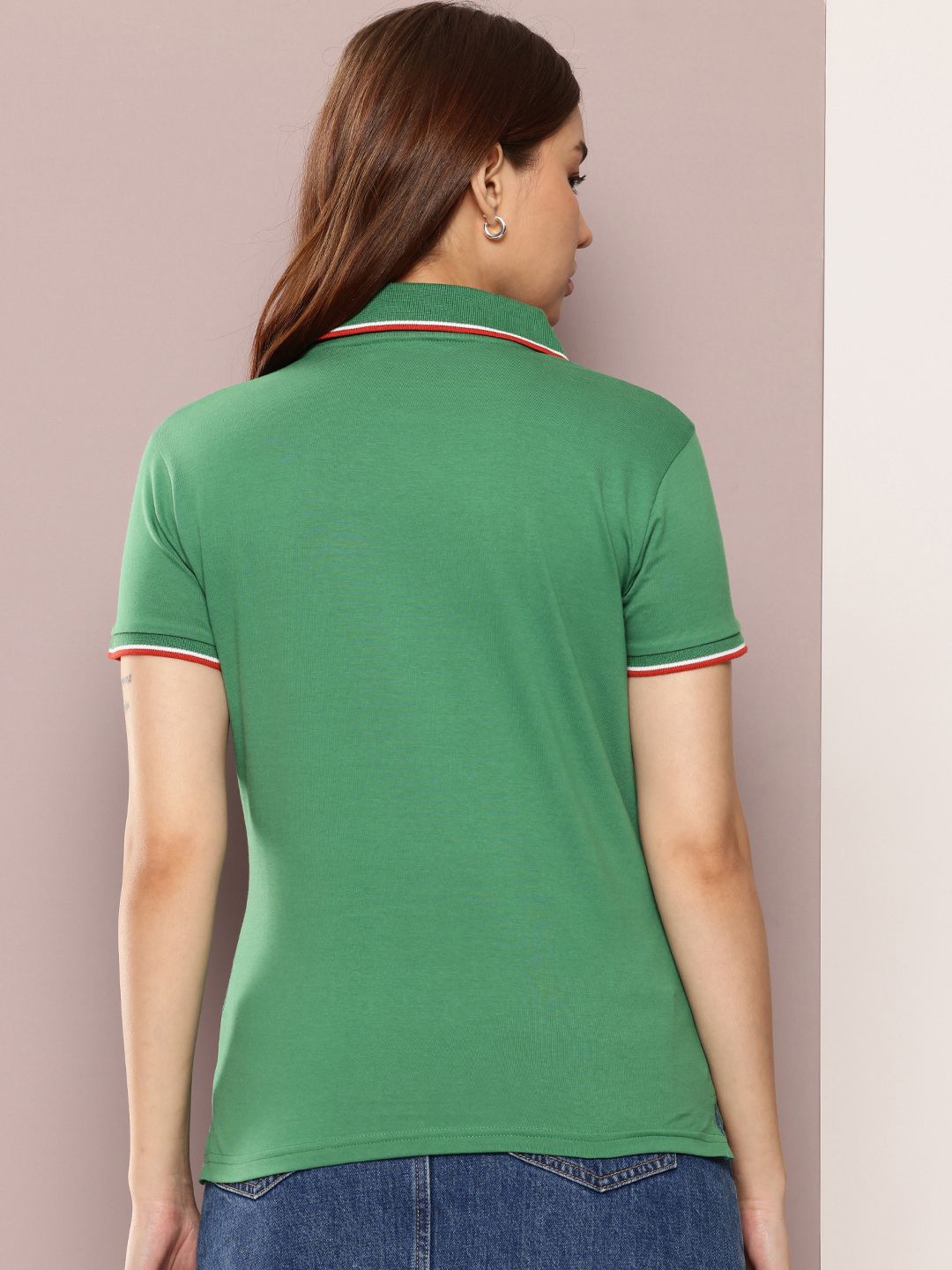 Dillinger wanita biasa fit lencana sulaman polo tshirt
