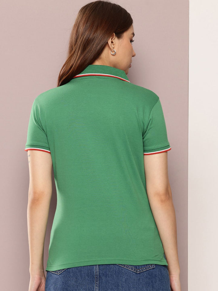 Dillinger wanita biasa fit lencana sulaman polo tshirt