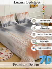 Moda Rapido X KLOTTHE Grey 400 TC King Bedsheet with 2 Pillow Covers