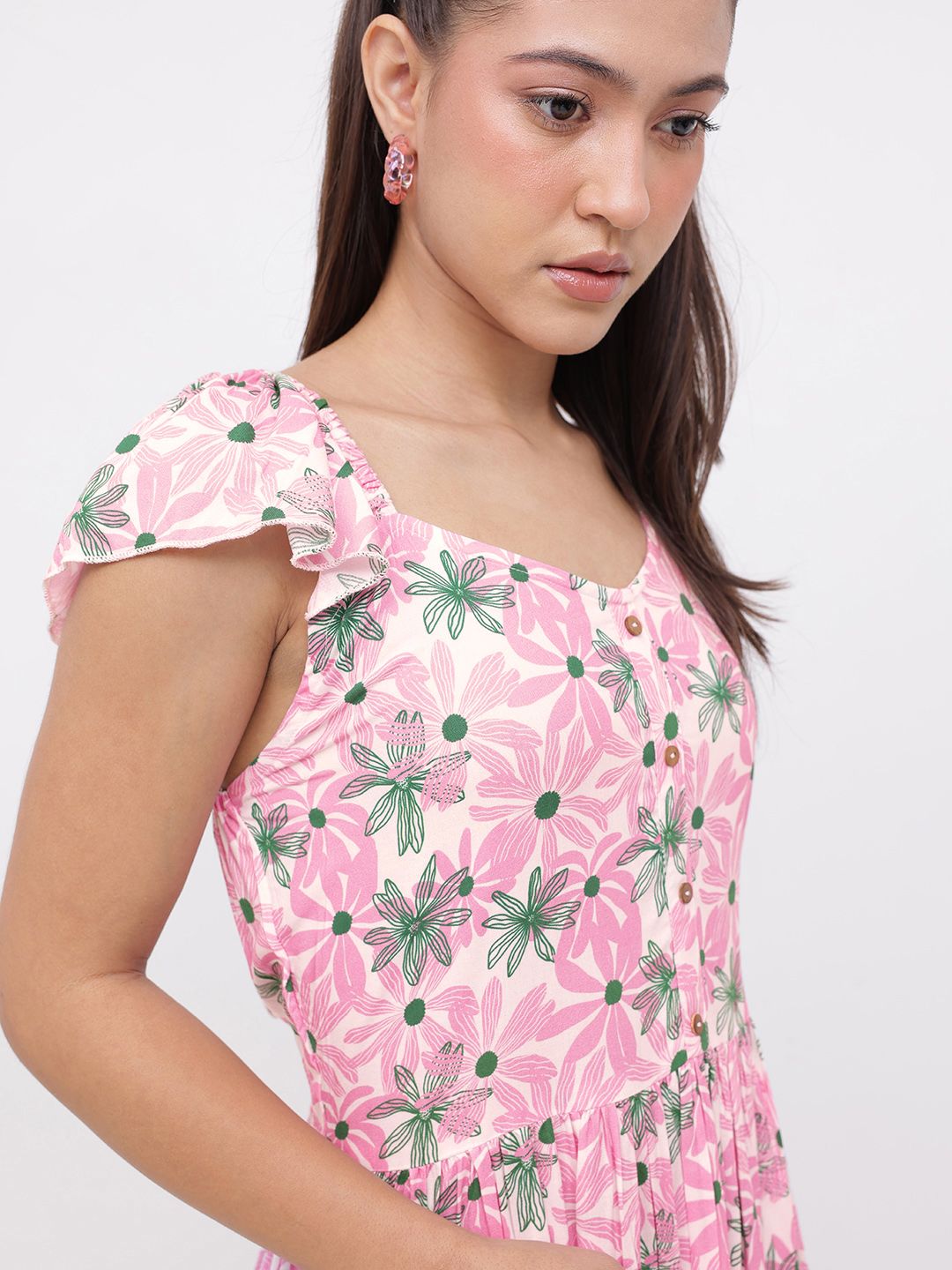 DressBerry Whimsical Bloom Floral Printed A-Line Dress
