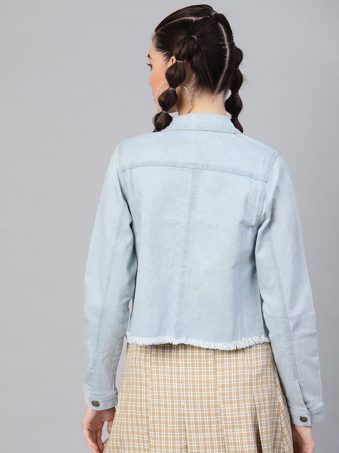 SASSAFRAS Women Blue Solid Denim Jacket