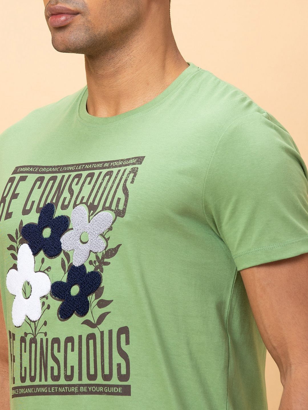 Being Human Men Printed Raw Edge Pure Cotton T-shirt