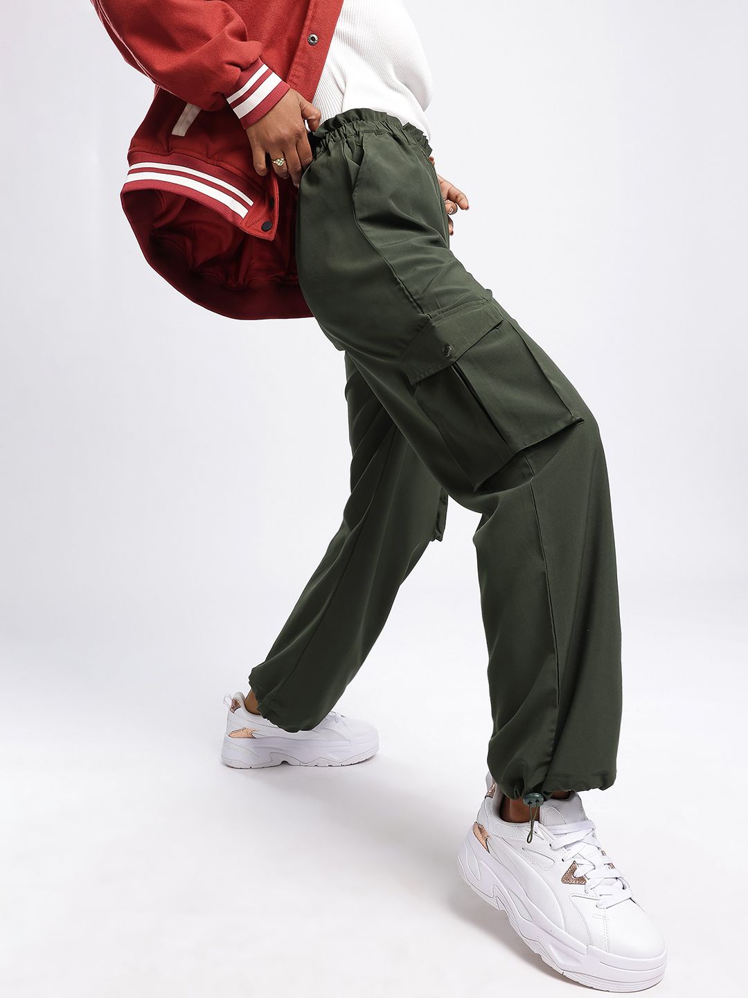 DressBerry Women Basics Couture Toggled Cargo Track Pant