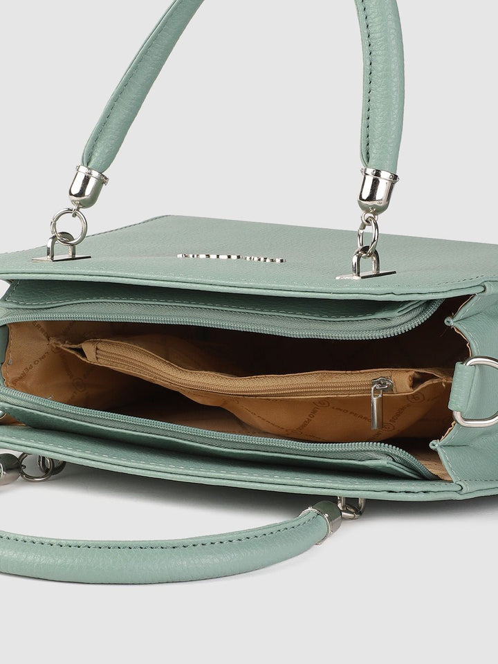 Lino Perros Sea Green Solid Structured Handheld Bag