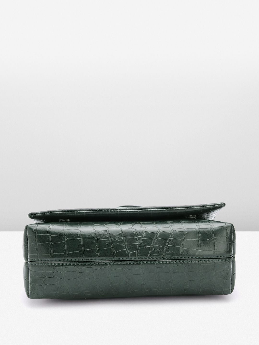 Lino Perros Croc-Textured Structured Shoulder Bag