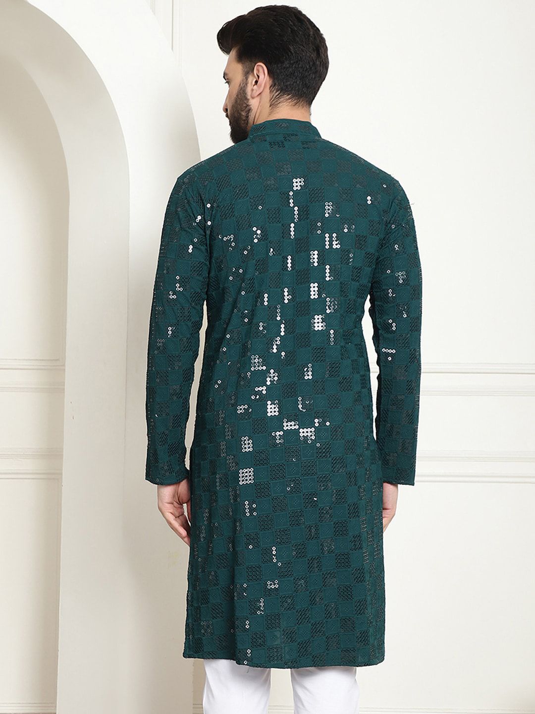 SOJANYA Kurta Kapas Tulen Sulam Geometrik Labuci