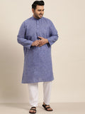 SOJANYA PLUS Lelaki Blue Woven-Design Kurta Lurus Dobby