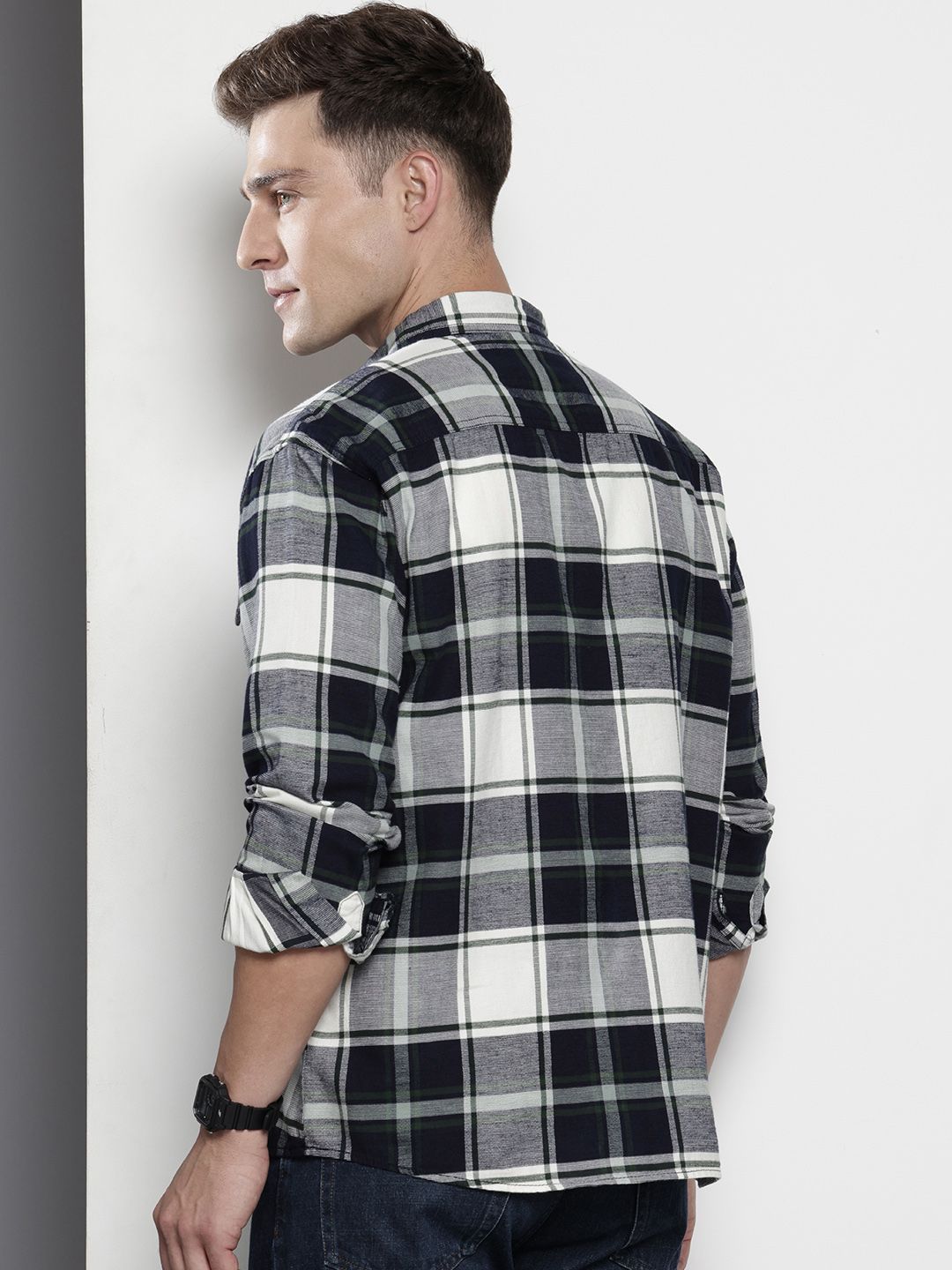 The Indian Garage Co Men Regular Fit Checkered Double Flap Casual Shirt
