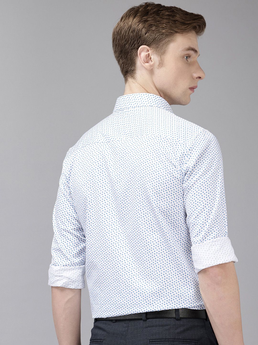 Park Avenue Slim Fit Polka Dot Printed Pure Cotton Formal Shirt