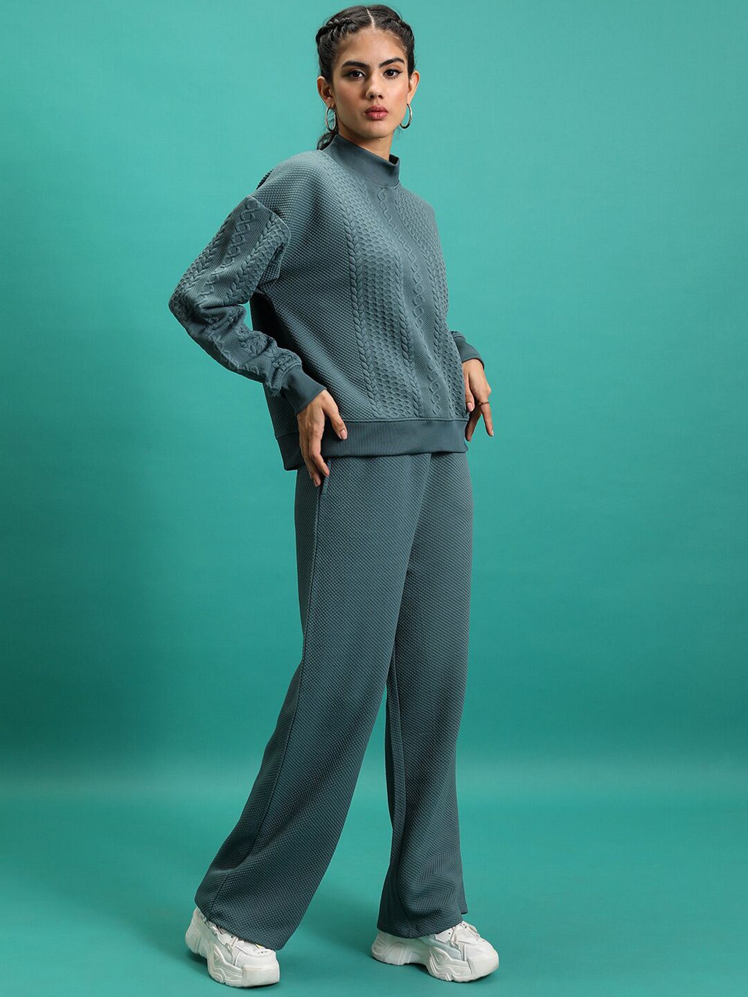 Tokyo Talkies Women  Sweatshirt With Track Pants Co-Ords