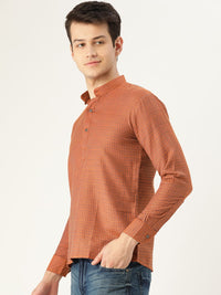 SOJANYA Lelaki Oren Rekaan Diri Kurta Lurus Pendek
