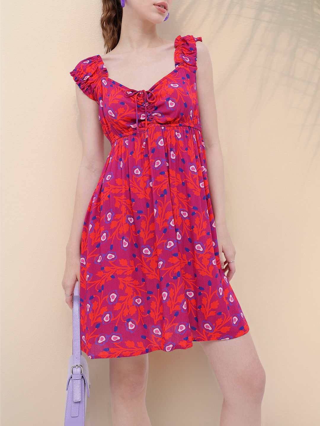 DressBerry Flowy Charm Printed Gathers A-line Dress