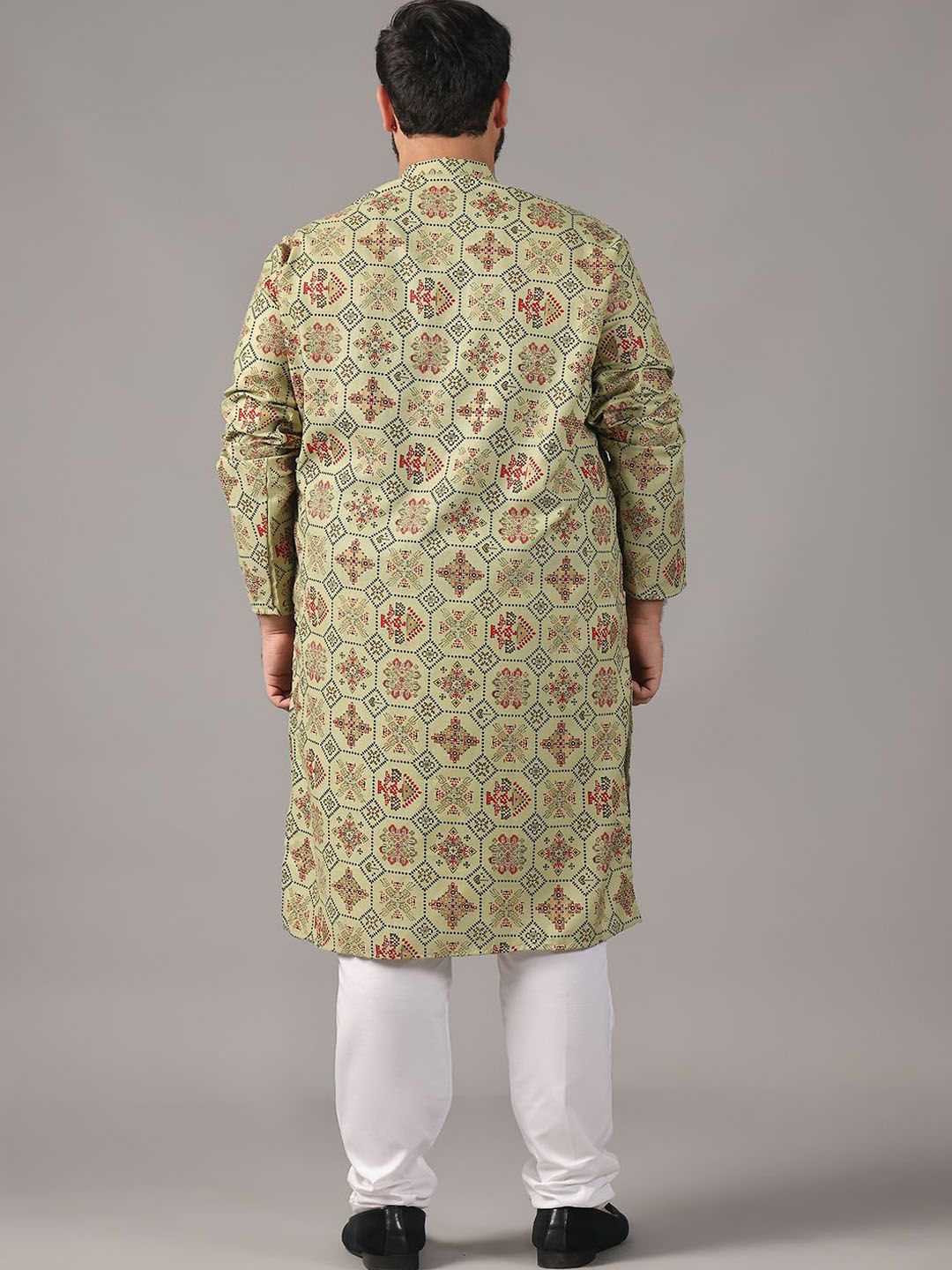 SOJANYA PLUS Plus Size Men Ethnic Motifs Printed Cotton Linen Straight Kurta With Pyjamas