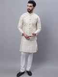 SOJANYA Floral Embroidered Thread Work Kurta With Churidar With Nehru Jacket