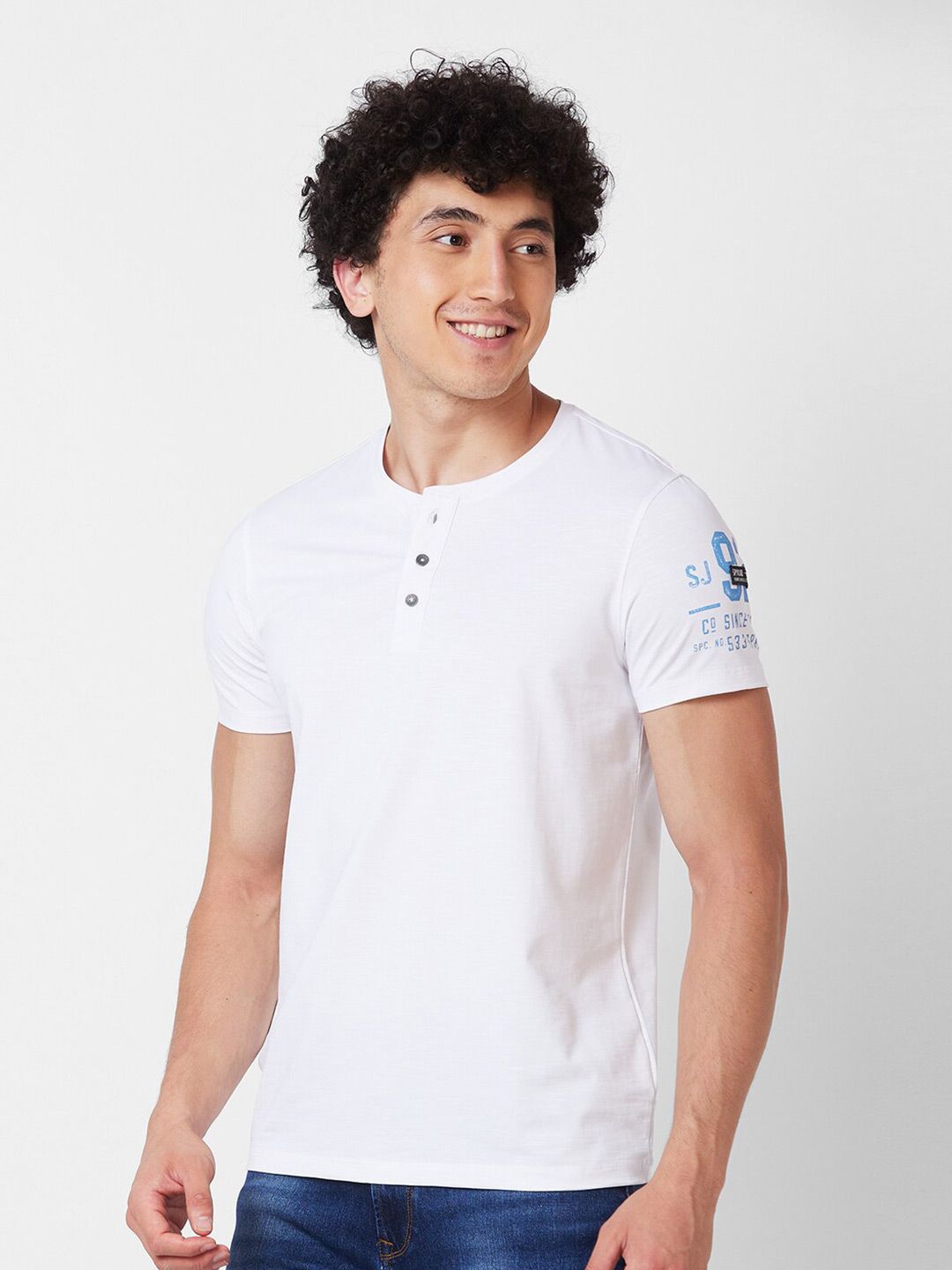 SPYKAR Henley Neck Slim Fit Cotton T-shirt