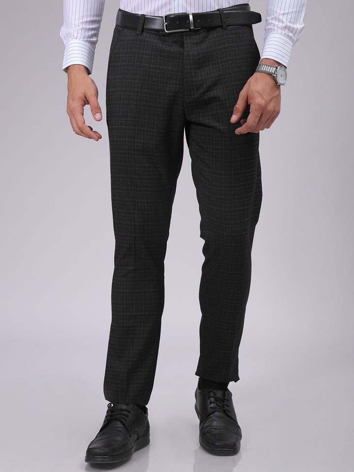 The Indian Garage Co. X Luxe Men Checked Slim Fit Formal Trousers