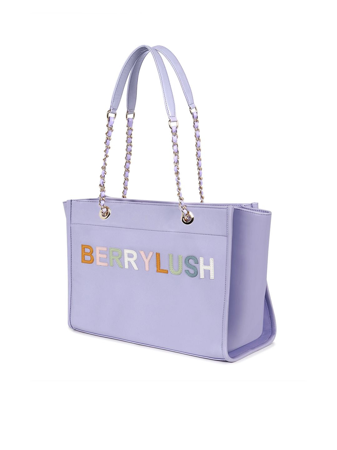 Berrylush Purple PU Structured Oversized Shoulder Bag