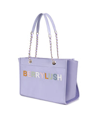 Berrylush Purple PU Structured Oversized Shoulder Bag