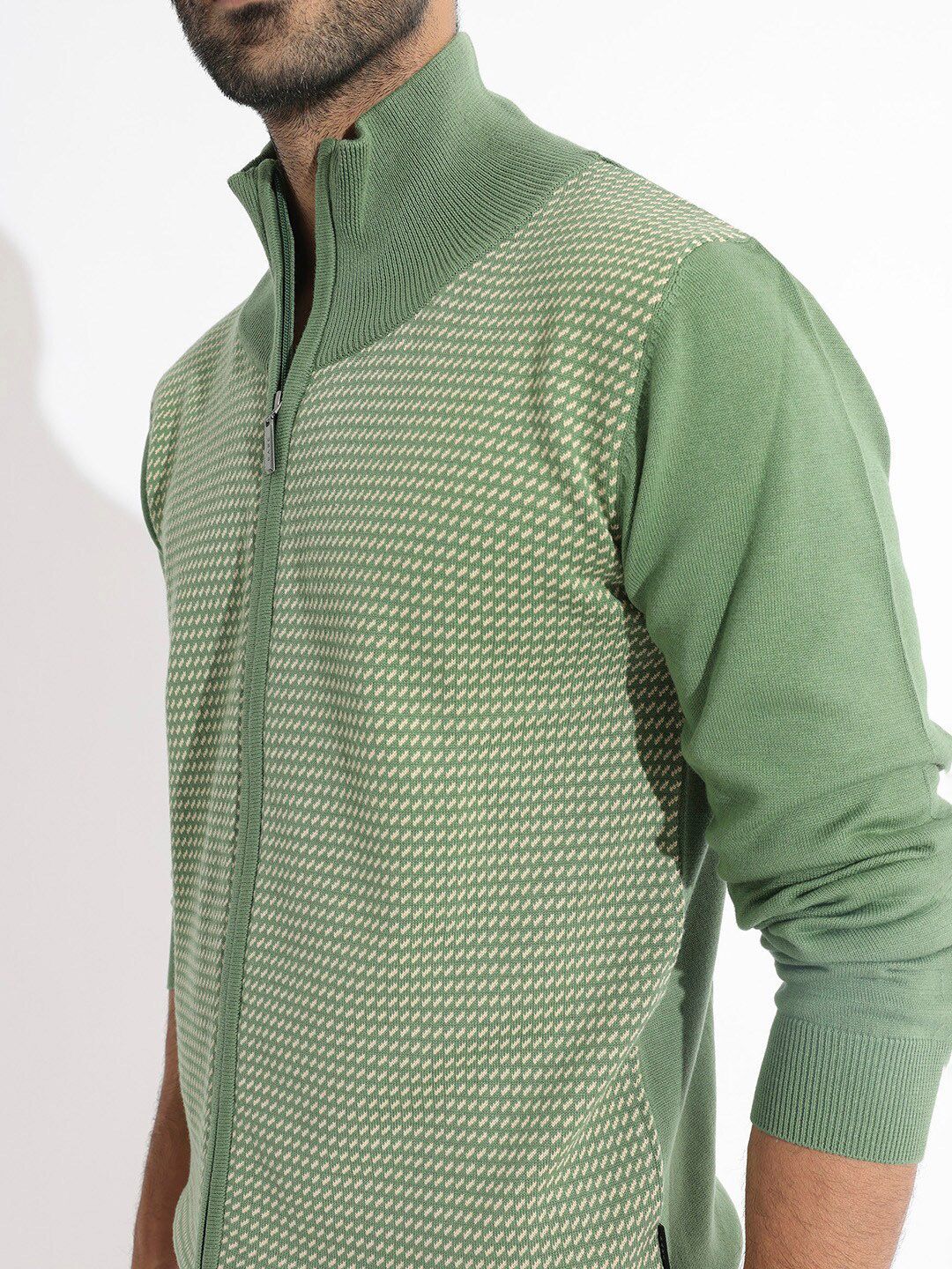 RARE RABBIT Men Heritage Solid Turtle Neck Cardigan
