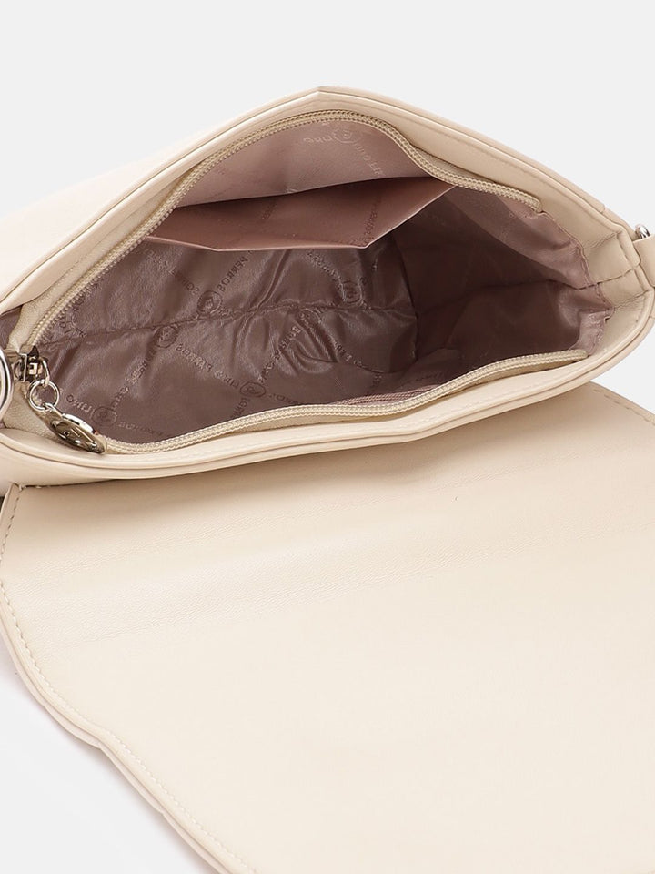 Lino Perros Women Geometric Textured Structured Sling Bag with Quilted Detail