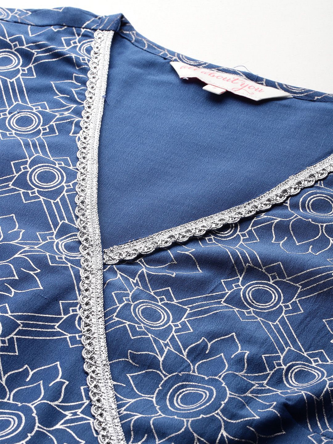 all about you Block Print Wrap Midi Ethnic Dress with Dupatta
