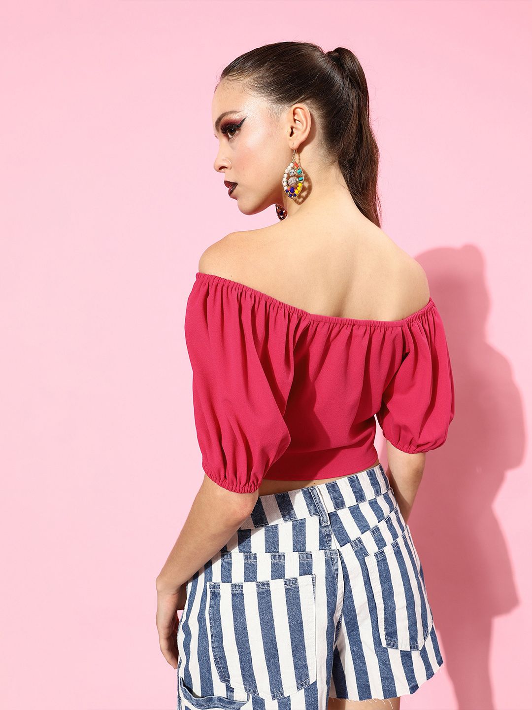 Athena Fuchsia Solid Corset Top