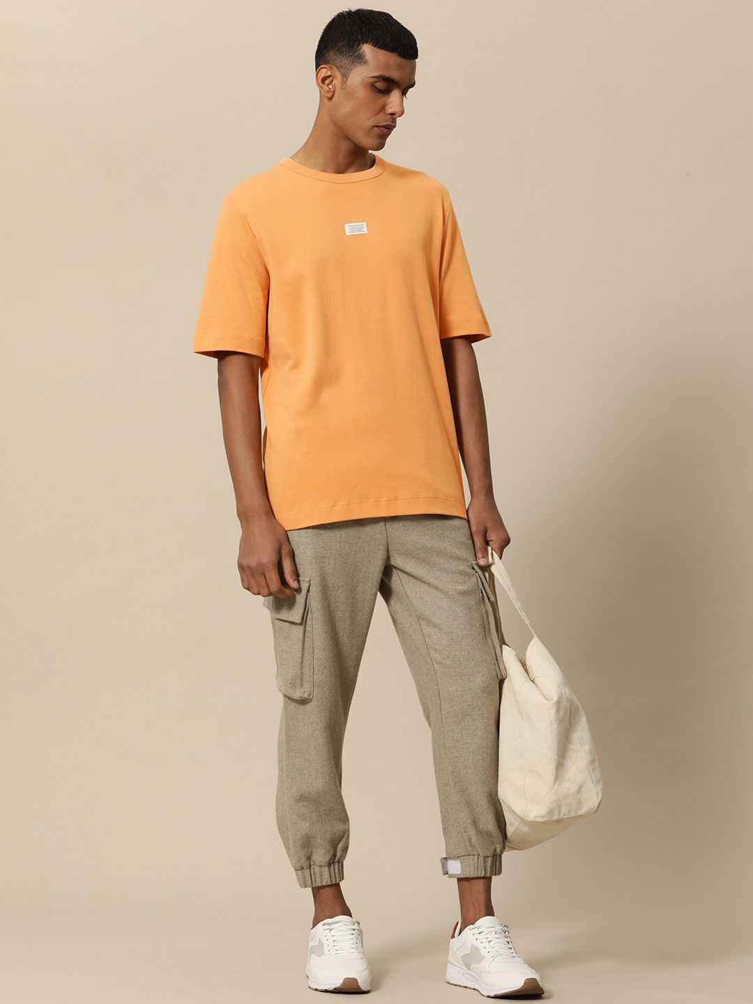 Mr Bowerbird Men Orange Pure Cotton Philosophy Oversized T-shirt
