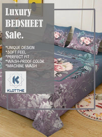 Moda Rapido X KLOTTHE Ungu & Bunga Merah Jambu 400 TC Cadar King dengan 2 Sarung Bantal