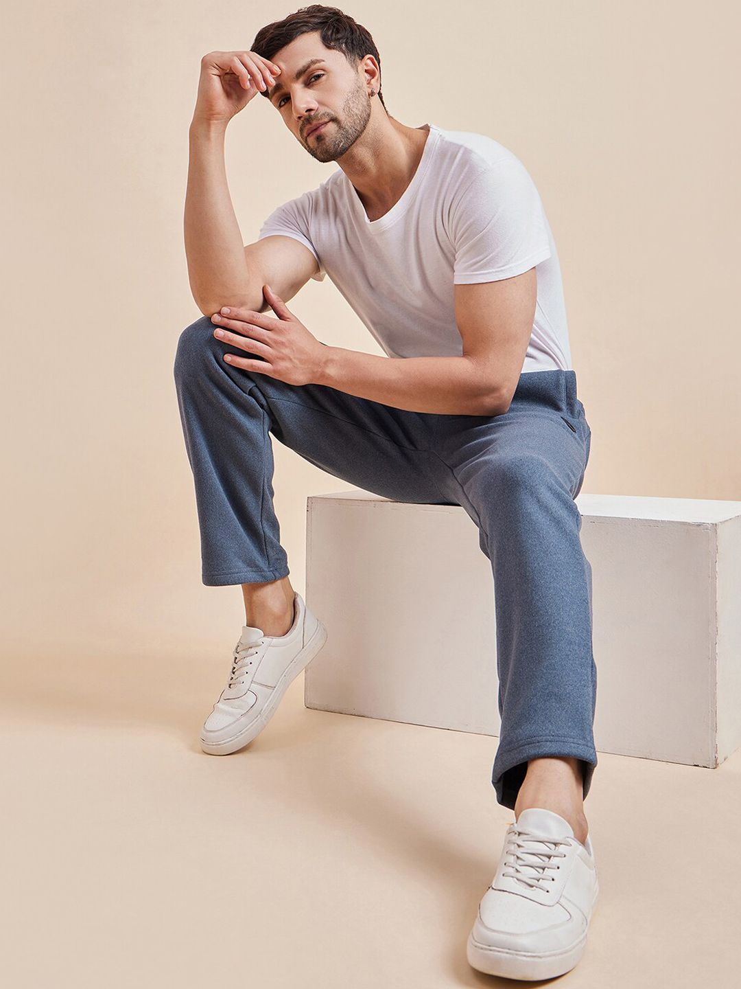 Sweet Dreams Men Mid-Rise Velvet Track Pants