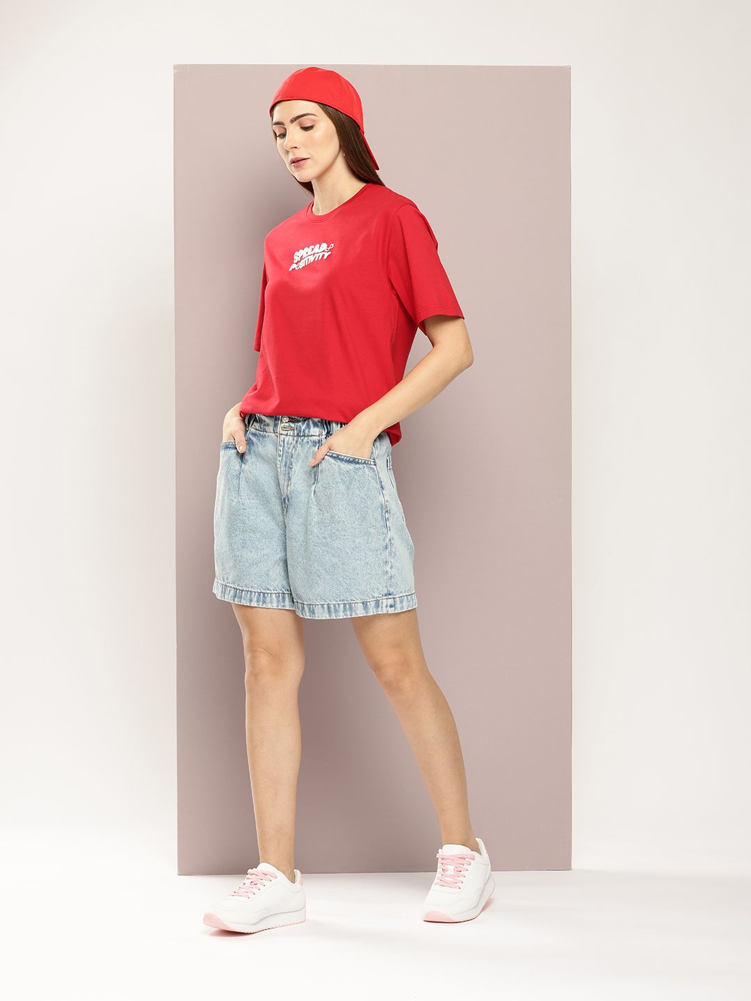 DILLINGER Women Typography Printed Embossed Oversized T-shirt
