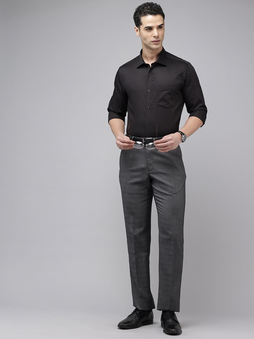 Park Avenue Men Checked Smart Fit Formal Trousers